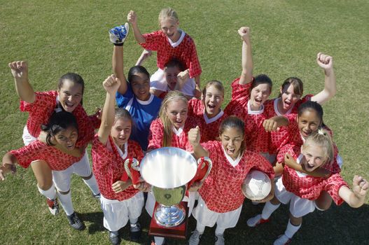 Soccer Team Celebrating Victory
