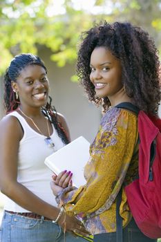 Portrait of an African American female students smiling