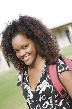 Portrait of an African American female student at college campus