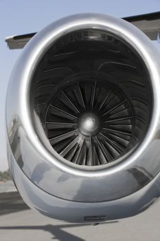 Close up of airplane turbojet