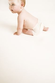 Full length of baby boy isolated on white background