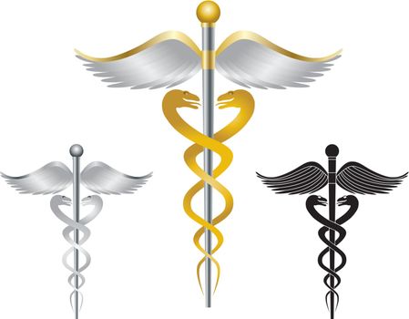 Caduceus Medical Symbol for Health Care Organizations Isolated on White Background Illustration
