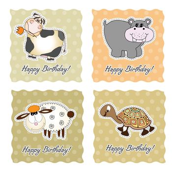 birthday card set with animals
