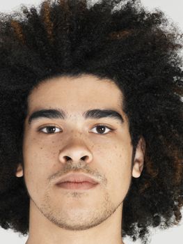 Young man with afro close-up