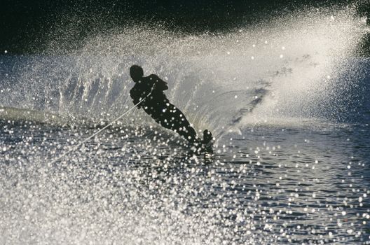 Water skier in action silhouette