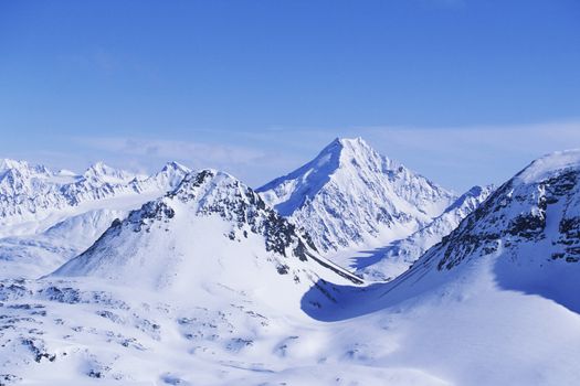 Snow-covered mountain range
