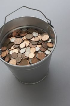 Bucket of coins