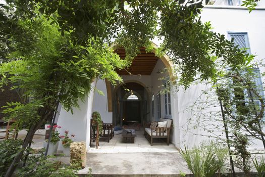 Cyprus garden patio and veranda of restored antique town house