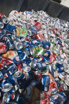 Heap of trashed cans