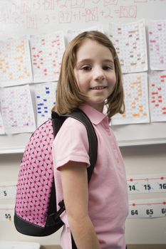 Elementary Student Wearing Backpack