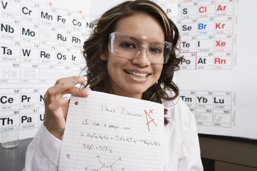 Science Student Showing Off Good Grade