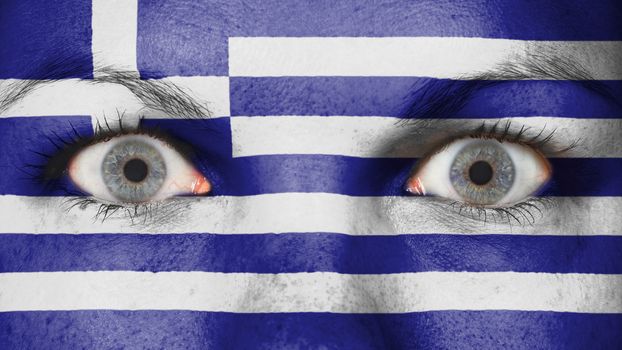 Close up of eyes with flag