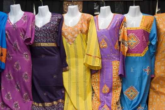 Dubai UAE Colorful women's dresses are displayed for sale at the Al Naif souq in Deira