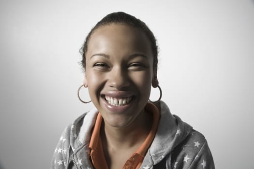 Young woman smiling close-up view