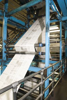 View of newspaper production and printing process