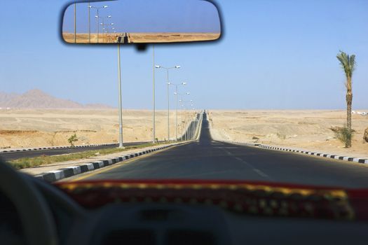 Sharm el Sheikh Egypt view through taxi windscreen