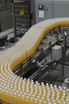 Production line in a bottling factory