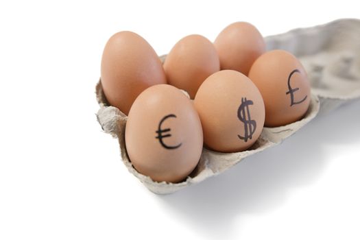 Eggs with currency symbols on it