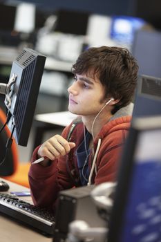 University student using computer