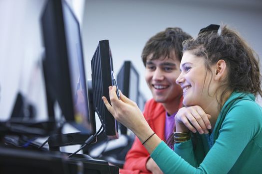 University students using computers