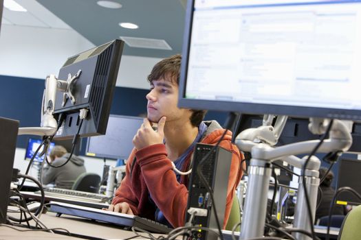 University student using computer