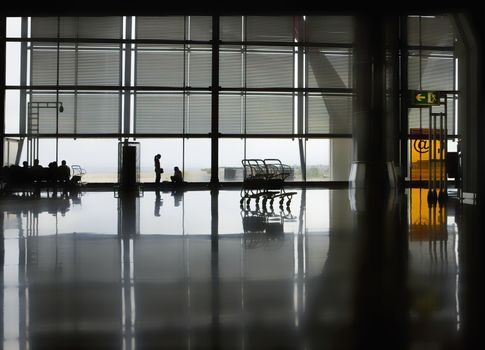 Polished floor of airport terminal