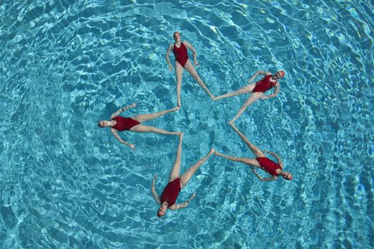 Synchronised swimmers form a star