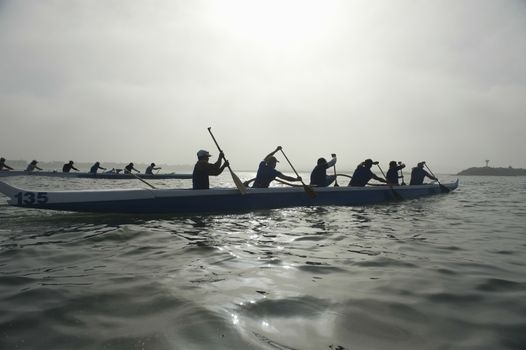 Outrigger canoeing team compete