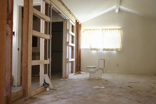View of water closet in house under renovation