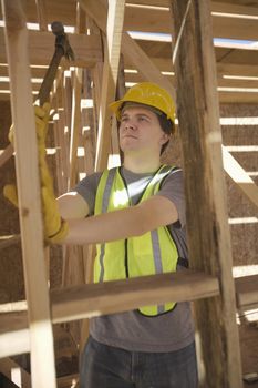 Labourer works on building construction