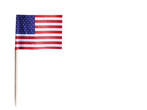 American flag in toothpick against white background