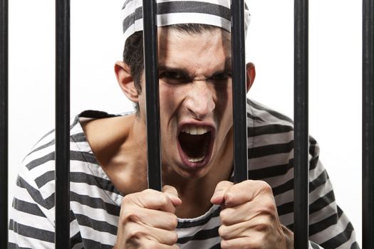 Convict yells through prison bars