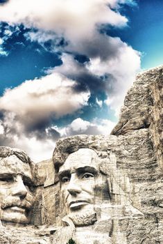 Mount Rushmore - Theodore Roosevelt and Abraham Lincoln sculptur