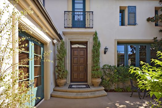 Entrance to a beautiful Mediterranean home exterior