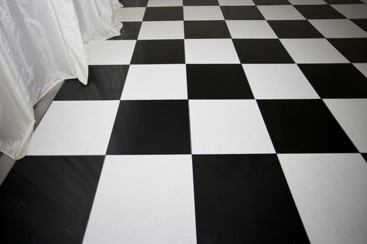 Close-up view of chequered floor