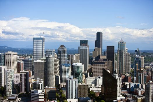 View from Space Needle, Southeast to Financial district of Seattle
