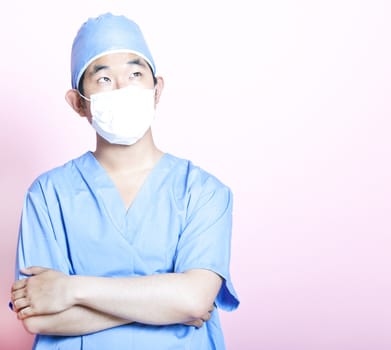 Young  Asian surgeon with arms folded