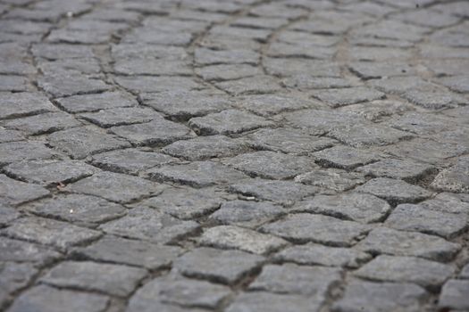 Close-up view of cobbled street