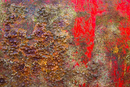 Grunge boat hull background in red and rusty
