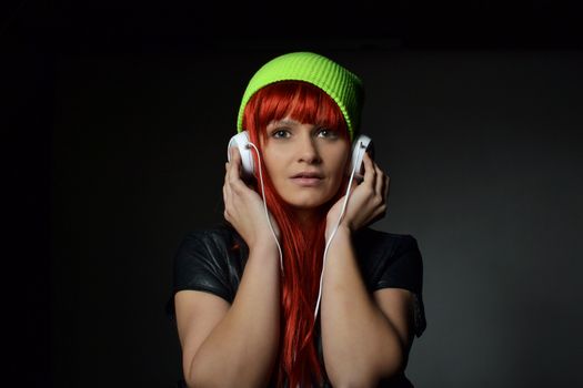 beautiful young woman with the headphones