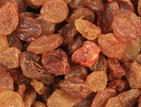 Close up of golden raisins.