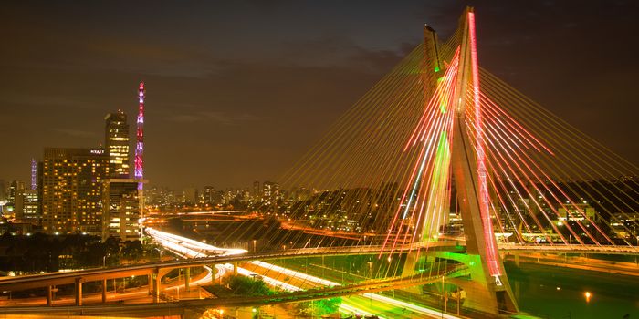 Sao Paulo city bridge at night