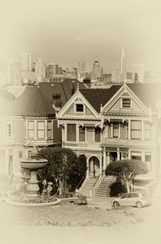 Victorian style houses, Alamo Square, San Francisco, California,