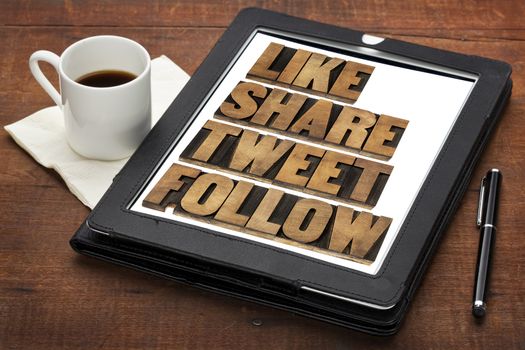 like, share, tweet and follow