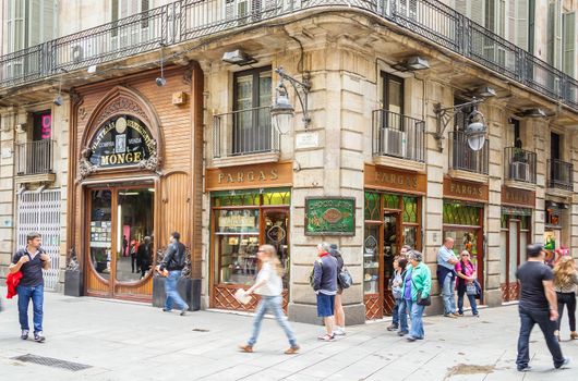 Modernist facade of philately shop, in Barcelona