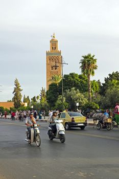 MARRAKECH, MOROCCO - OCTOBER 22, 2013:View on the Koutoubia mosq