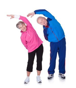 Portrait Of A Senior Couple Exercising
