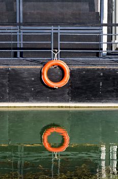Red buoy on ship 
