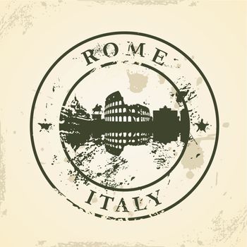 Grunge rubber stamp with Rome, Italy - vector illustration