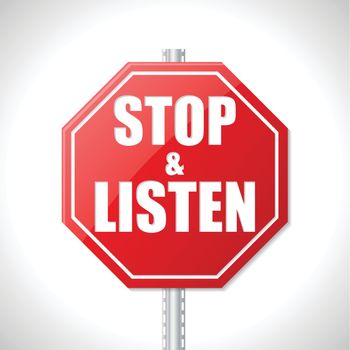 Stop and listen traffic sign
